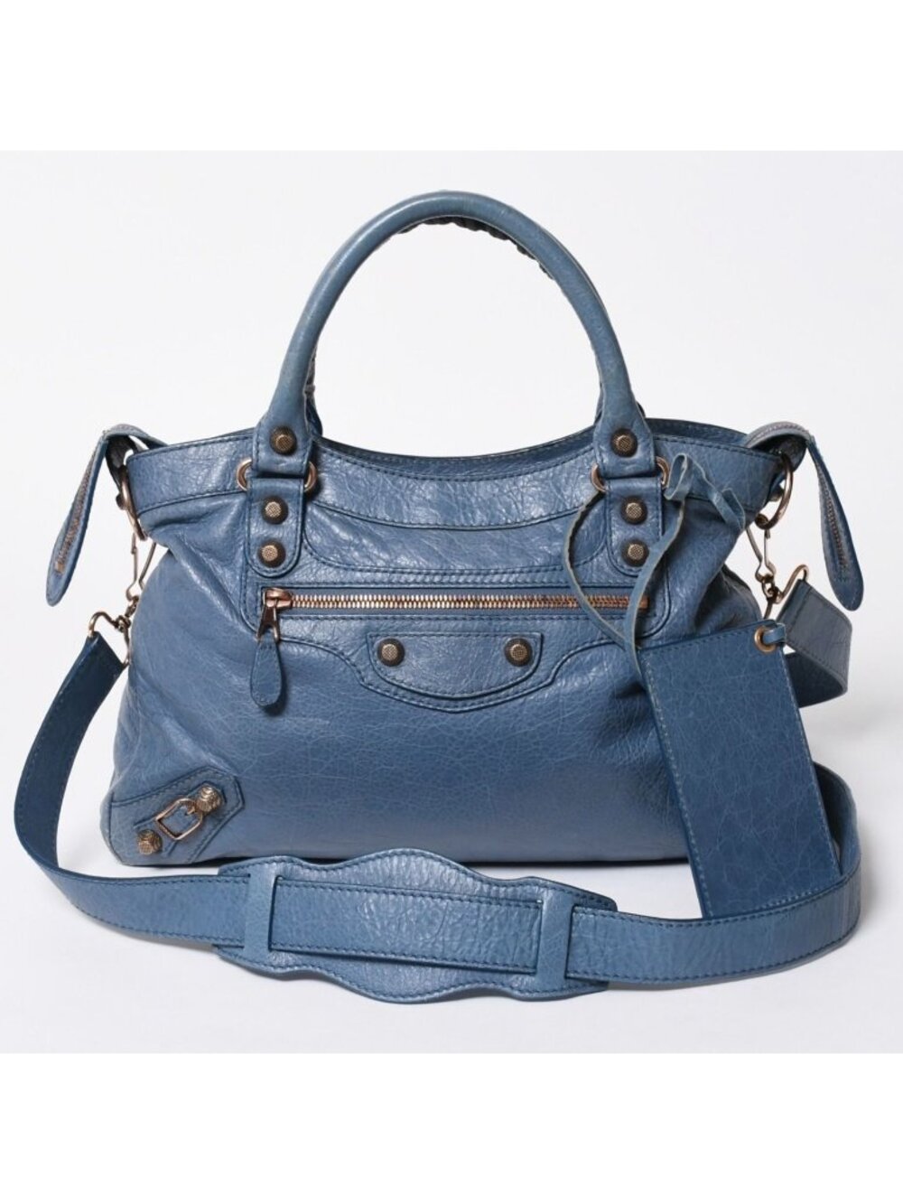 Balenciaga 2-Way Shoulder Bag Turquoise Blue Blanc